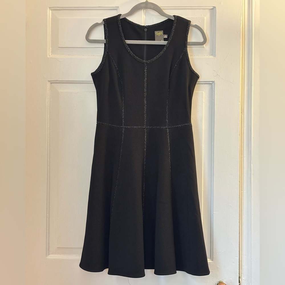 Taylor Fit and Flare Piped Sleeveless Midi Dress, size 8